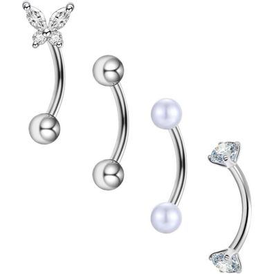 Besyvvin 4er Set Curved Barbell Piercing für Augenbrauen, Lippe, Helix, Rook