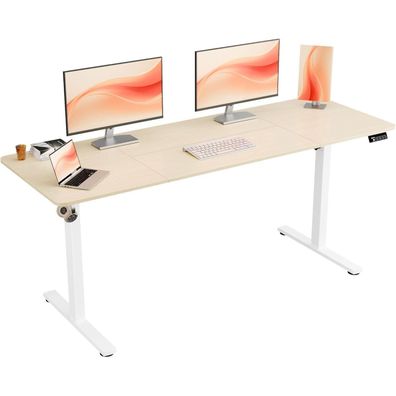 Ergomaker Elektrischer höhenverstellbarer Schreibtisch 170x60cm, Weiß Gestell