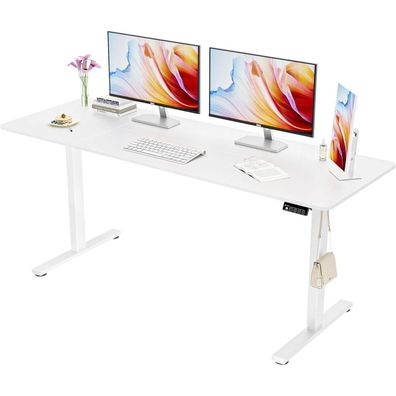 Ergomaker Elektrischer Höhenverstellbarer Schreibtisch 170x60cm, Weißes Gestell