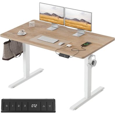 FEZIBO Höhenverstellbarer Schreibtisch 120x60 cm mit USB-A/USB-C, Elektrisch