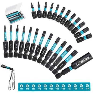 Libraton 25-tlg Sicherheits-Torx-Bitset, Tamper Proof Sternbits für