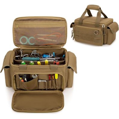 Rexmica Werkzeugtasche Klein Khaki - Multifunktionale Arbeitstasche für