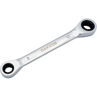 DAKCOS 2 in 1 Ratschenschlüssel 8x10mm, Doppel Ratschenringschlüssel aus CR-V