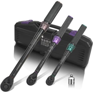 Uyecove Drehmomentschlüssel Set, 3-teilig, 1/4" (1-25Nm), 3/8" (5-60Nm), 1/2"
