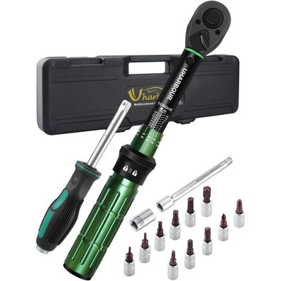 Uharbour 1-15Nm Drehmomentschlüssel Set für Fahrräder, 1/4 Zoll mit Bits und