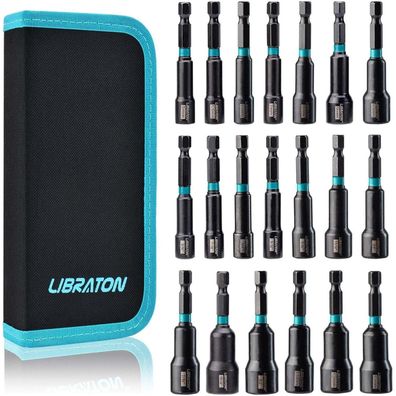 Libraton 20tlg Magnet Sechskant Stecknuss Set, 5-13mm & 3/16''-1/2'' für