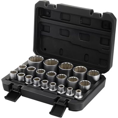 Hseamall 21-teiliger Vielzahn Nusskasten 1/2 Zoll, 8-36 mm, CR-V Stahl, für 6