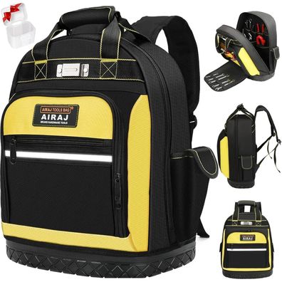 AIRAJ Werkzeugrucksack 43cm mit Gummiboden, robustes 1680D Polyester