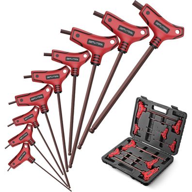 Getlitool T-Griff Innensechskantschlüssel-Satz, 9-teilig Metrisch, 2-10mm