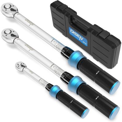 DISEN 3-tlg Drehmomentschlüssel Set | 1/2", 3/8", 1/4" | ±3% Genauigkeit |