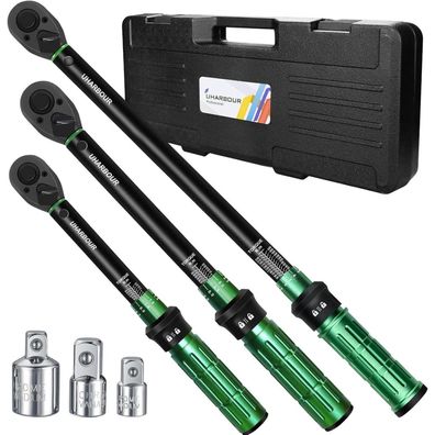 Uharbour Drehmomentschlüssel Set 1/4", 3/8", 1/2" (3-230Nm) für Auto, Motorrad