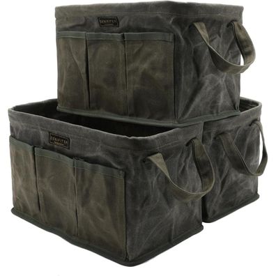 Denifiter Werkzeugkasten, 3er-Pack, Armeegrün, 35x20x20 cm, 7 Fächer