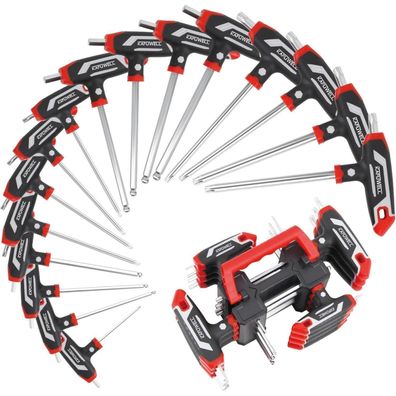 Kafuwell 14-tlg T-Griff Innensechskantschlüssel und Torx-Schlüssel-Satz H2-H10