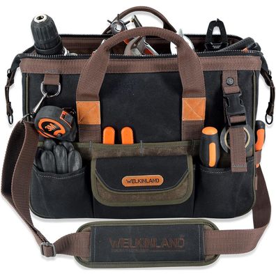 Welkinland Werkzeugtasche aus gewachstem Segeltuch, 40,6 cm, 32 Taschen