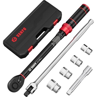 VANPO 1/2" Drehmomentschlüssel Set 20-220Nm, 72 Zähne, inkl. Gelenkgriff