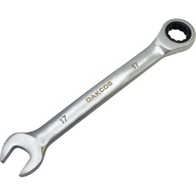 DAKCOS Kombi-Ratschenschlüssel 17mm, CR-V, mattierte Chromoberfläche