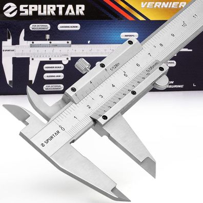 Spurtar Messschieber 150 mm Analog Edelstahl, Nonius Ablesung 0,05 mm mit