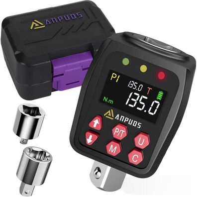 ANPUDS Digitaler Drehmomentadapter 1/2 Zoll, 6.75-135 Nm, LCD, Summer, ±1