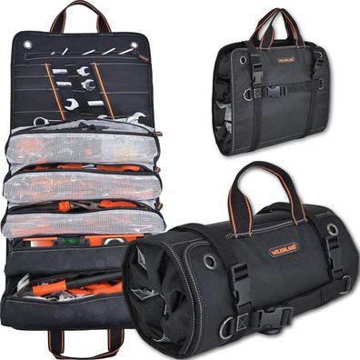 Welkinland Werkzeugrolle zum Aufrollen mit 13 Taschen, 5 davon mit