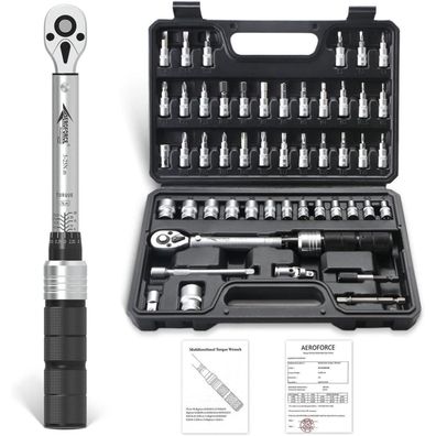 Aeroforce 50-teiliges Fahrrad-Drehmomentschlüssel-Set 5-25Nm, 1/4 Zoll Antrieb