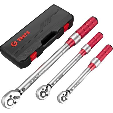 VANPO 3-teiliges Drehmomentschlüssel Set (1/4", 3/8", 1/2") | 5-25Nm, 5-60Nm