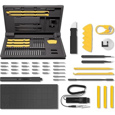 HOTO 48-teiliges Feinmechaniker Werkzeug Set: Mini Elektrischer Schraubendreher