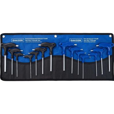 DAKCOS 14-teiliges Torx und Innensechskant Schlüsselset mit T-Griff und