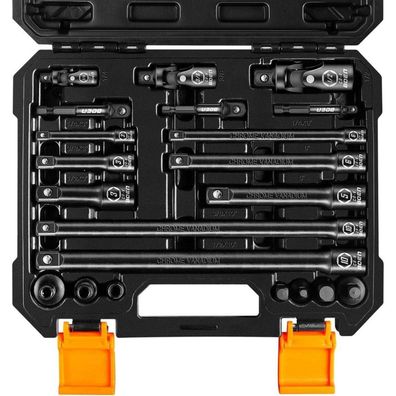 Mr. wintek 21-tlg. Stecknuss-Adapter-Set für Schlagschrauber, 1/4"-1/2" Antrieb