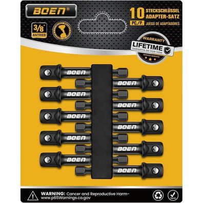 Mr. wintek 10-tlg. 3/8" Steckschlüssel-Adapter-Set mit 1/4" Sechskant für
