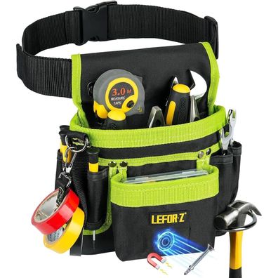 LEFOR·Z Magnetischer Werkzeuggürtel mit 14 Taschen, verstellbar & abnehmbar