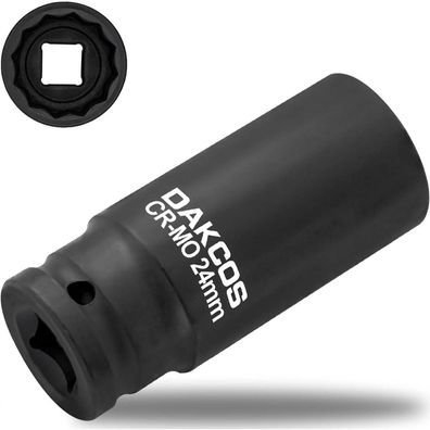 DAKCOS 24mm Vielzahn Nuss Schlagschrauber Antriebswellen Werkzeug | 1/2" Antrieb