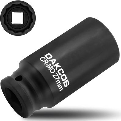 DAKCOS 27mm Vielzahn Schlagschrauber Nuss 12 Kant Antriebswellen Werkzeug 1/2"