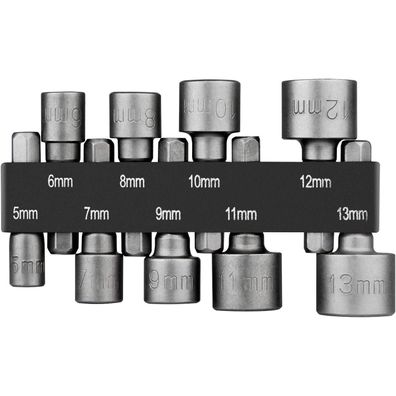 HPHOPE 9-tlg Steckschlüssel-Set 5-13mm | 1/4 Zoll Sechskantschaft Bit Adapter
