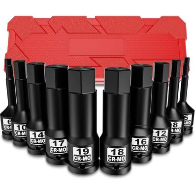 Aurlloct 10-tlg. Innensechskant Nüsse 1/2 Zoll, 5-19mm Steckschlüssel Satz für