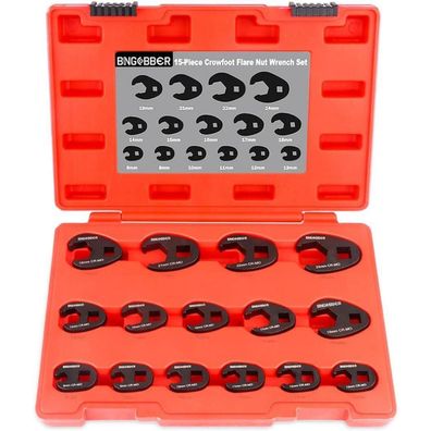 Bingcobber 15tlg Hahnenfußschlüssel Satz Maulschlüssel 8-24mm