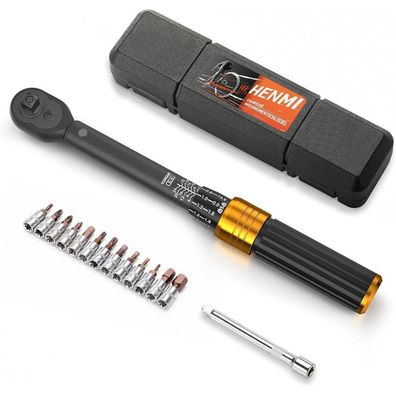 HENMI Drehmomentschlüssel Set 2-24 Nm, 1/4 Zoll, 13 Bits, 72 Zähne Ratsche