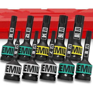 Aurlloct XZN Steckschlüssel 1/2 Zoll, 10-teiliger Kraft Vielzahn Nuss Satz