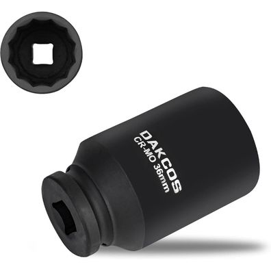 DAKCOS 36mm Vielzahn Nuss, 12 Kant, 1/2 Zoll Antrieb, Schlagschrauber-Ausführung