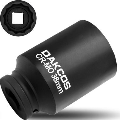 DAKCOS 38mm Vielzahn Nuss 1/2 Zoll Schlagschrauber Nuss für Antriebswellen, 12