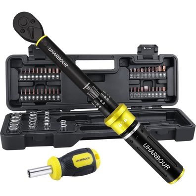 Uharbour 1-25Nm Drehmomentschlüssel Set für Fahrräder, 60-teilig mit Bits und