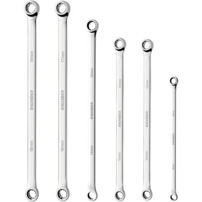 Bingcobber Doppel Ringschlüssel Satz, 8-tlg Extra Lang, CV-Stahl, 8mm-19mm