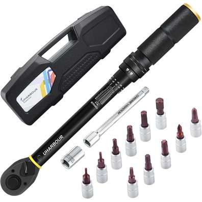 Uharbour Drehmomentschlüssel Fahrrad 1-25 Nm, 1/4 Zoll Set mit Bits und