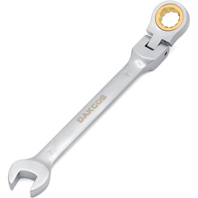DAKCOS Kombi-Ratschenschlüssel 7mm mit flexiblem Gelenkkopf, CR-V, mattiert