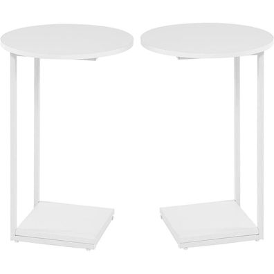 HDANI C-förmiger Beistelltisch 2er Set, Runder Couchtisch Nachttisch