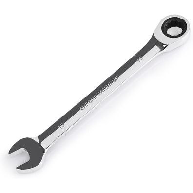 Egofine 15 mm Ratschen-Ringmaulschlüssel, 72-Zahn-Ratsche, CR-V-Stahl
