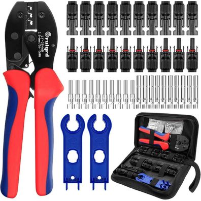 Gruiqrd Solar Crimpzange Werkzeug Set für 2.5/4/6mm² PV Kabel mit 10 Paar