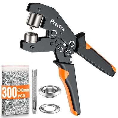 Preciva Ösenzange Set mit 300 Ø6mm Ösen aus gehärtetem Stahl für PVC-Banner