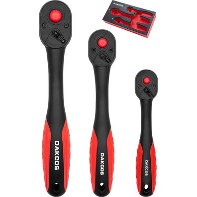 DAKCOS Umschaltknarren Set 3-teilig 1/4", 3/8", 1/2" mit 72 Zähnen