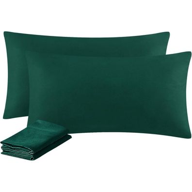 Aisbo Kissenbezug 40x80 cm (2er Set) Dunkelgrün - Weich, Bügelfrei, mit