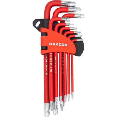 DAKCOS 9-tlg Torx Schlüssel Set mit Stirnlochbohrung, T10-T50